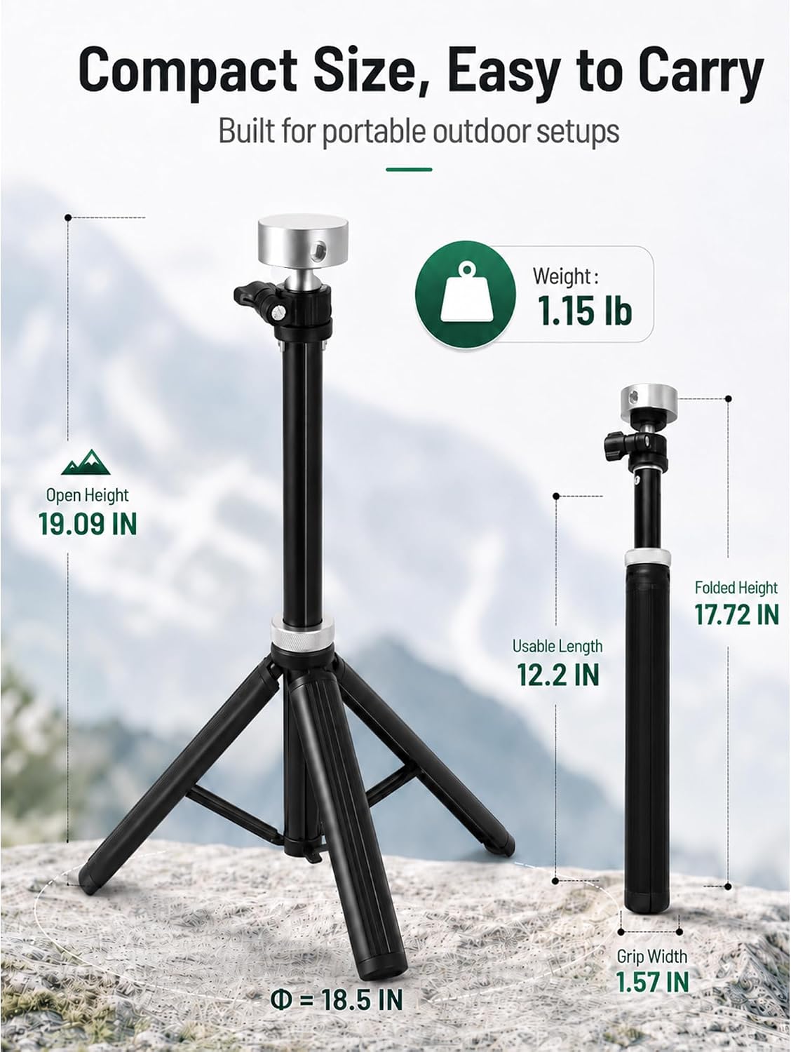 Starlink Mini Tripod Stand with 360° Rotating Head, Quick Deploy Portable Internet Setup for RV Camping, Overlanding & Remote Work, Aircraft-Grade Aluminum Travel Mount with Carry Case