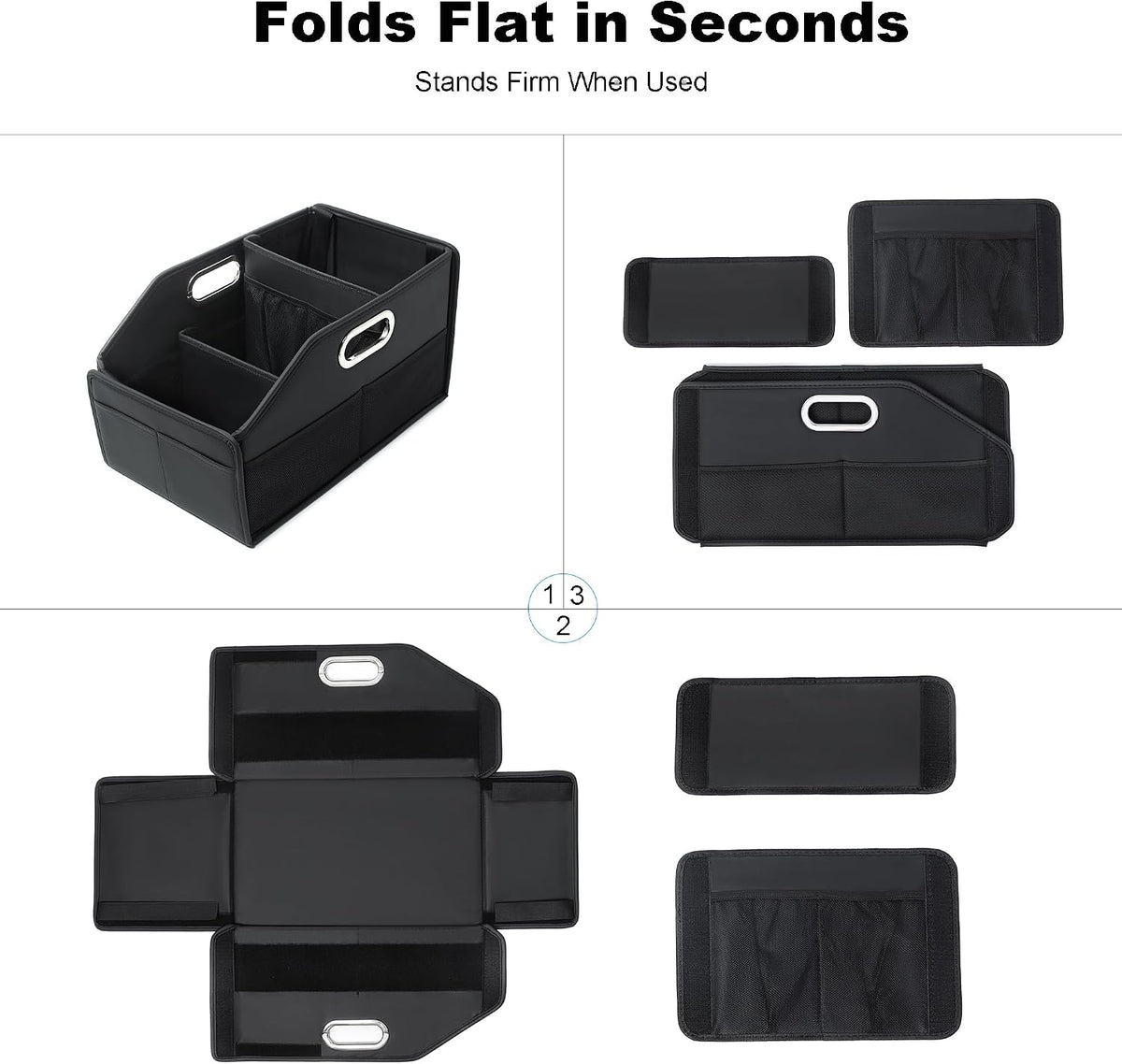 Car Seat Storage Organizer,Reinforced Dividable PU Leather Car Caddy Basket