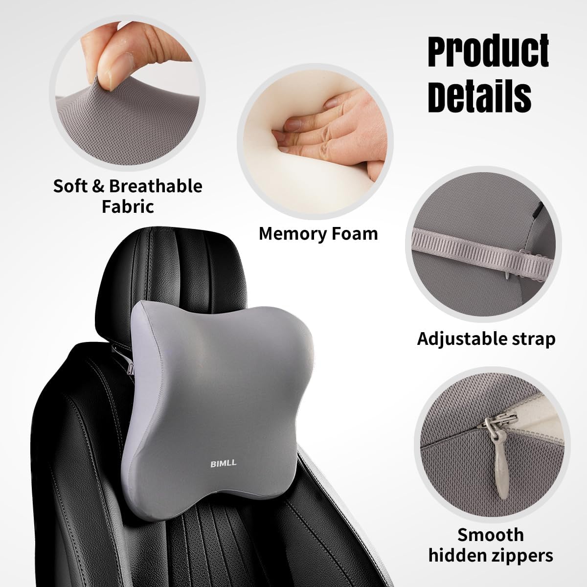 2PCS Car Headrest, Memory Foam Car Neck Pillow for Car Truck SUV RV