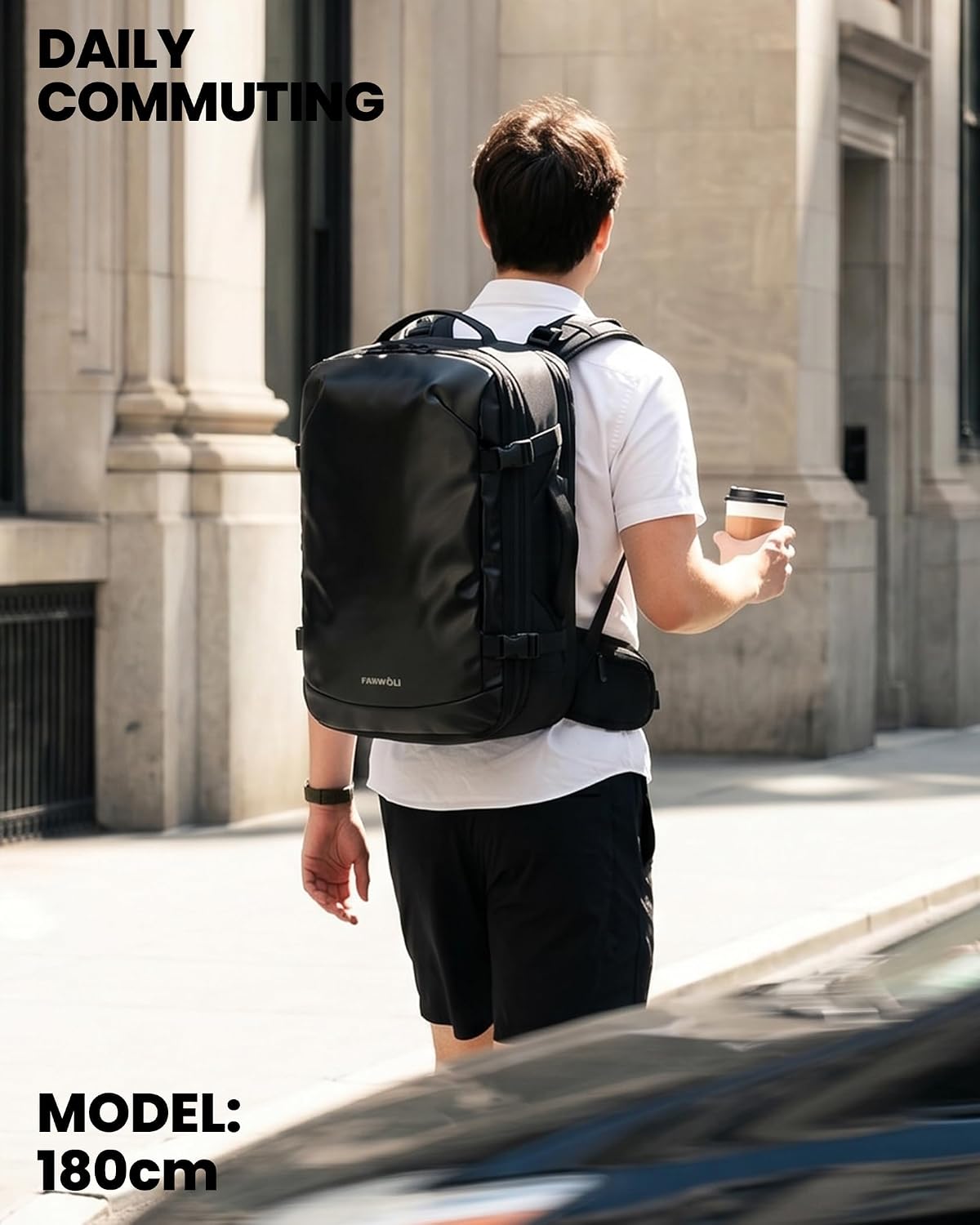 Fanwoli Travel Backpack with One-Button Vacuum System, Carry-On | Built-in Pump, Detachable Hip Belt, Expandable, TSA Lock, Water-Repellent, Wet/Dry Separate, Shoe Pocket, Fits 17" Laptop