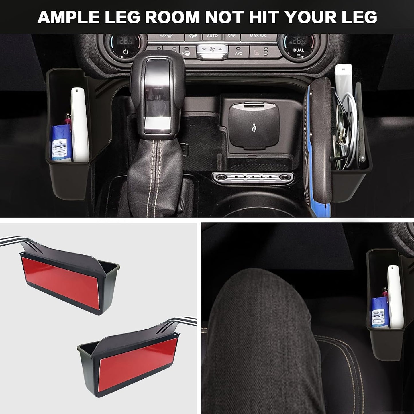 4PCS for Ford Bronco Accessories 2024 2021 2022 2023 2/4 Door Car Interior Bronco Accessories Console Shifter Storage,Glove Box Dividers Organizer,Handle Organizer,Armrest Storage Box（not for 2025)