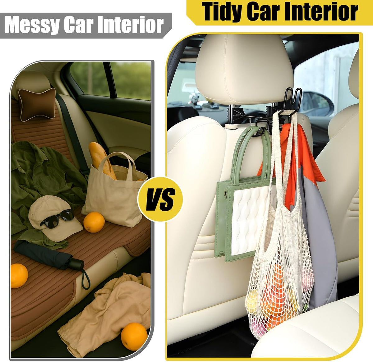 Hard Hat Holder for Truck Car Helmet Organizer, Triple Hooks, Black, 2 Pcs