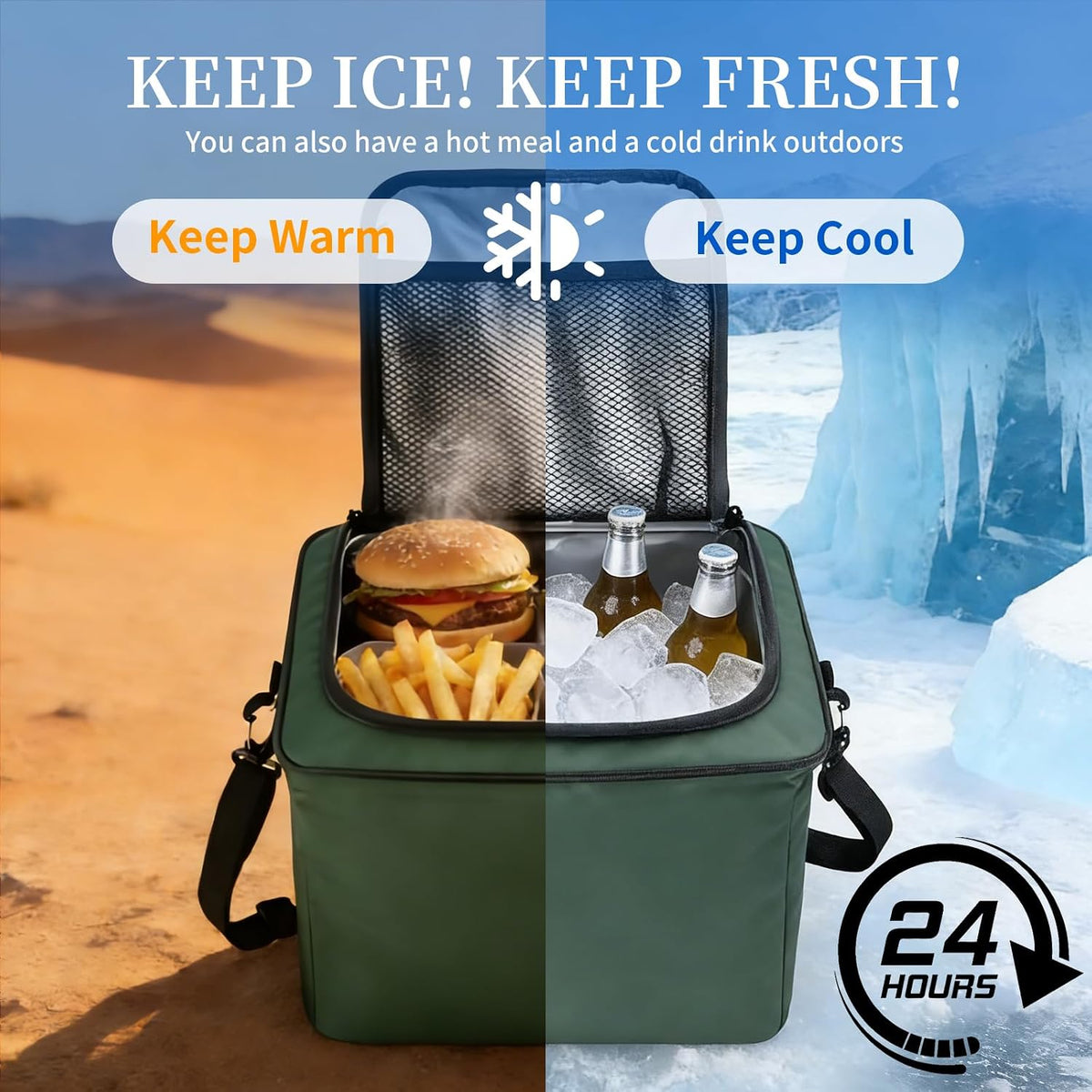 95L Collapsible Car Trunk Organizer, Detachable Insulated Cooler Bag