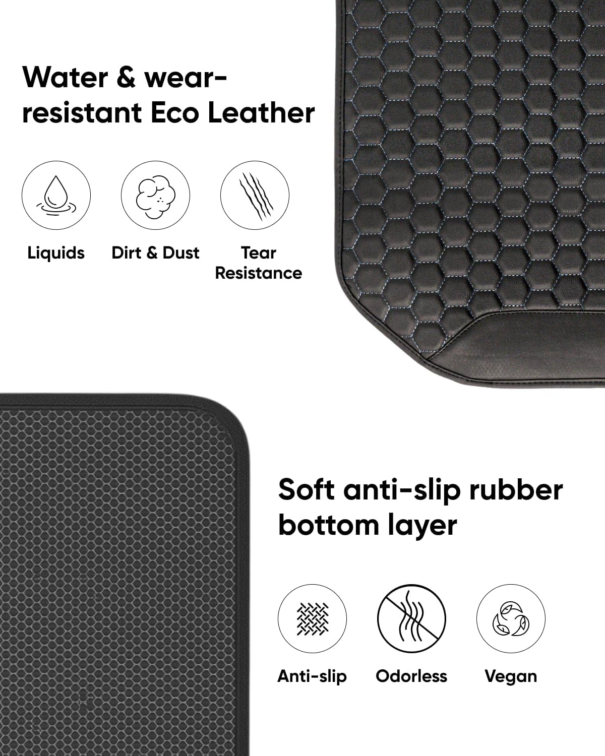 Owleys Kick Mat Back Seat Protector - Car Back Seat Cover for Kids Feet - Waterproof & Sturdy Protector for Upholstery from Dirt, Mud, Scratches and Stain (Black)