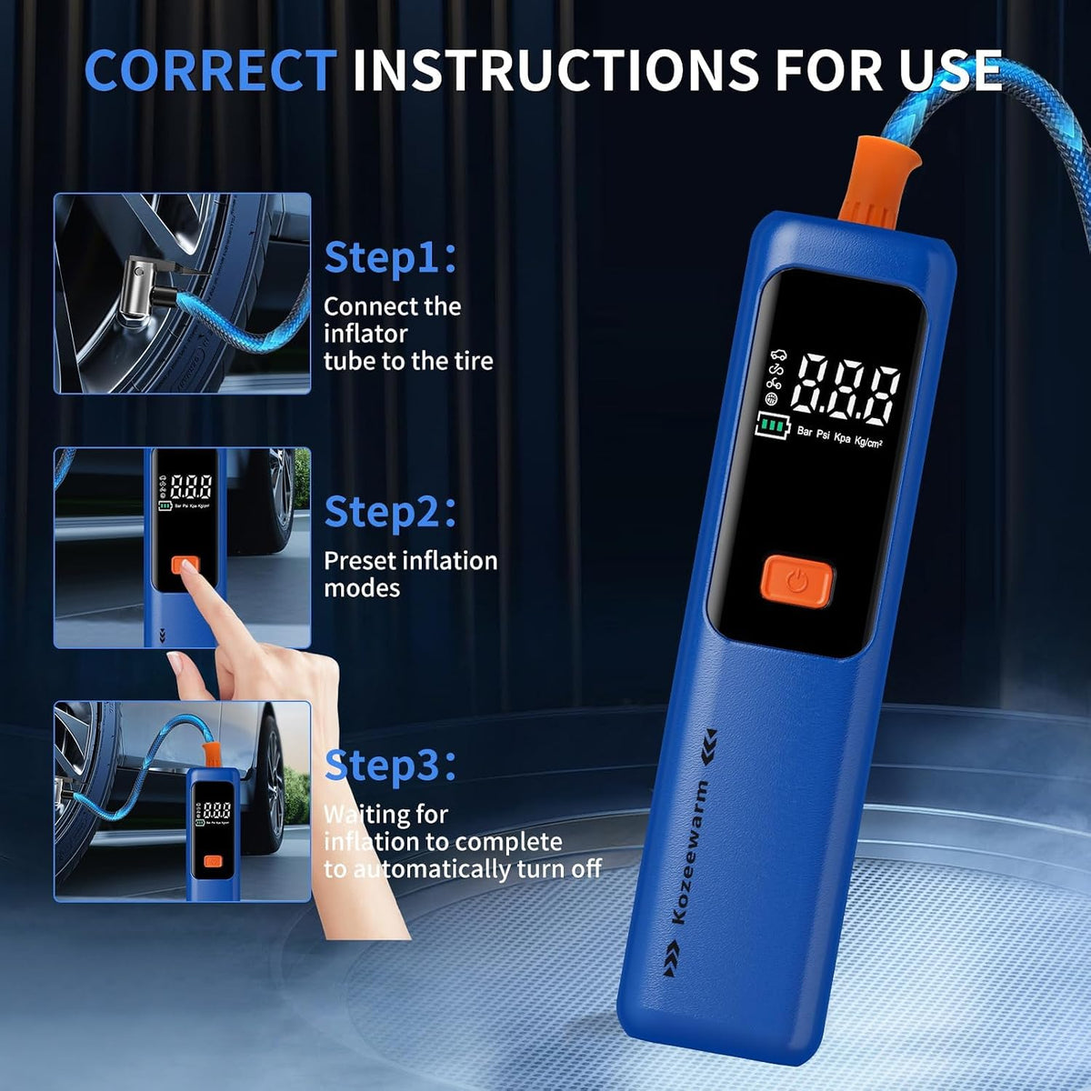 Tire Inflator Portable Air Compressor for Car, Motocycle, Bike Inflatables