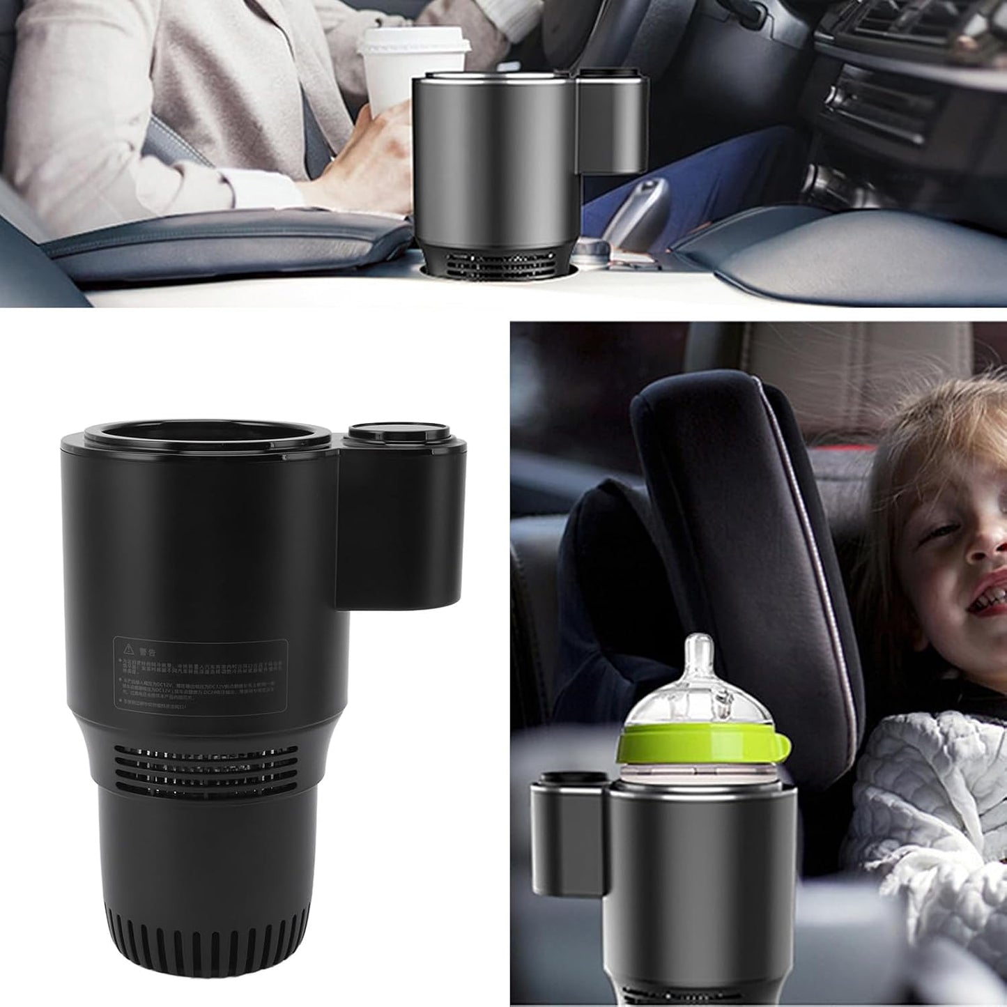 2 in 1 Smart Car Cup Warmer Cooler, 12V 36W Car Cooling and Heating Cup Mug Holder, Touch Control, Universal Intelligent Car Heated Cooling Travel Mug for Water Coffee Beverage