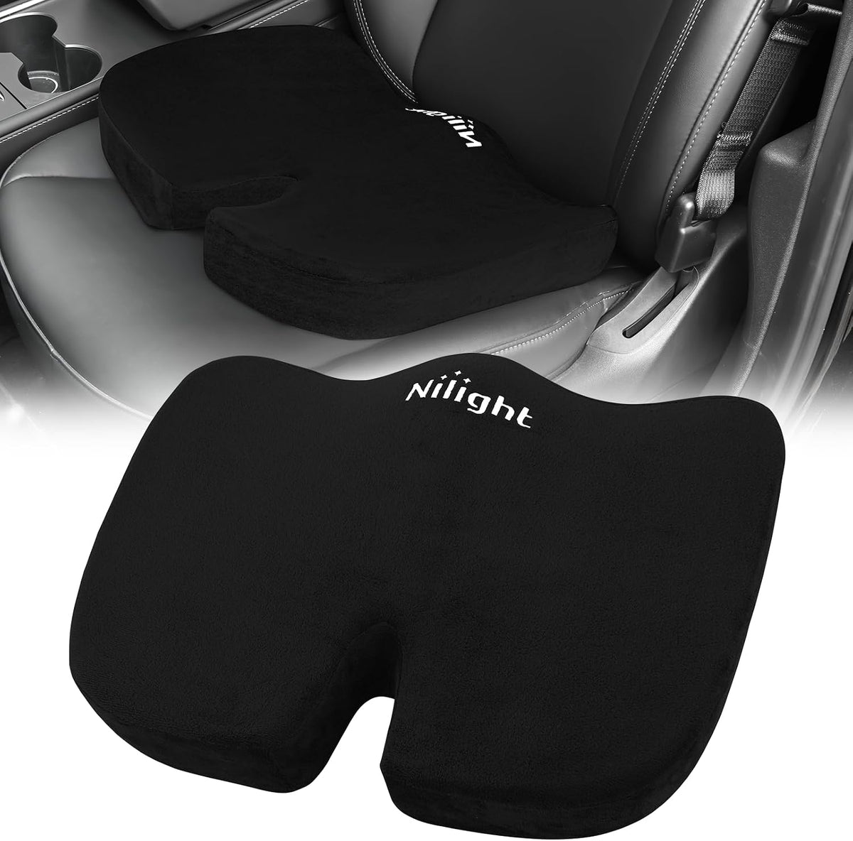 Nilight Car Seat Cushion 1PC Black Universal Gel Memory Foam Seat Pad
