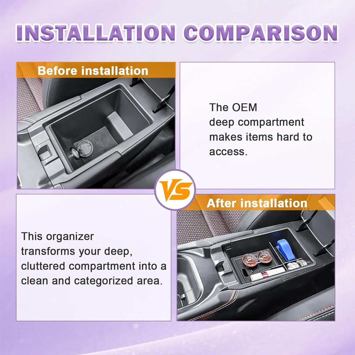 RUNROAD Center Console Organizer Tray Compatible with 2025 Nissan Kicks Accessories, Insert Armrest Storage Tray For Kicks S SV SR Middle Console Dividers Custom Coin Holder Glove Compartment
