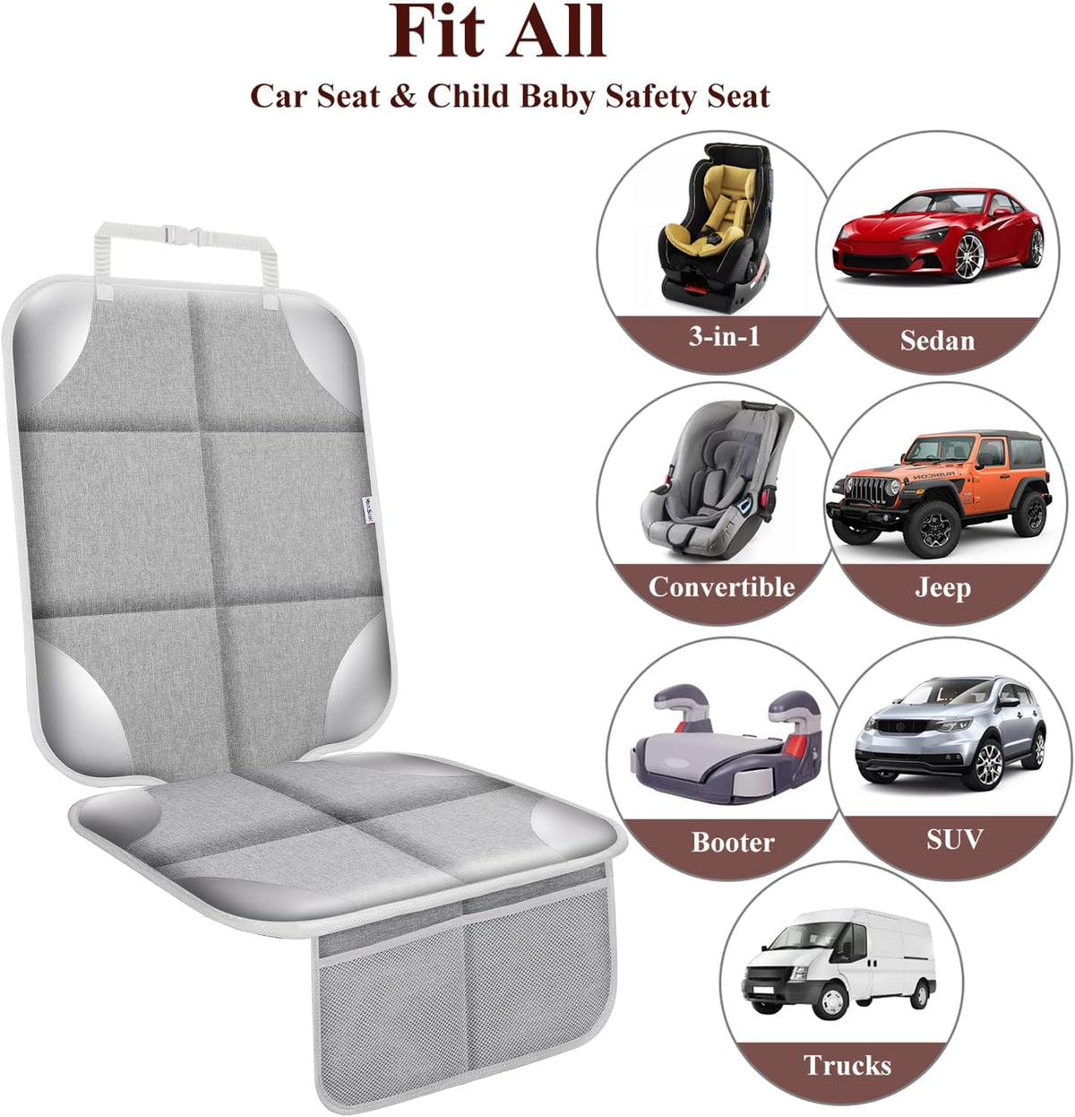 Meolsaek Car Seat Protector for Child Car Seat，Non-Slip Backing No Imprints