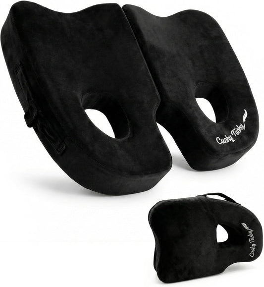 Cushy Tushy Premium Foldable Piriformis Seat Cushion - Piriformis Pain and Sciatic Pain Relief Cushion - for Home & Office Use, Perfect for Travel or Driving