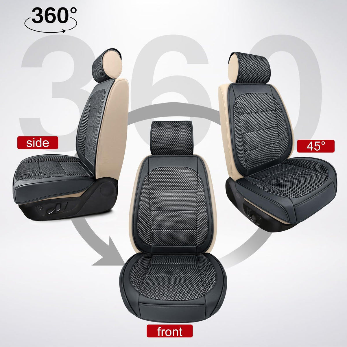 2 Pack Black Ventilated Cooling Car Seat Covers for Summer