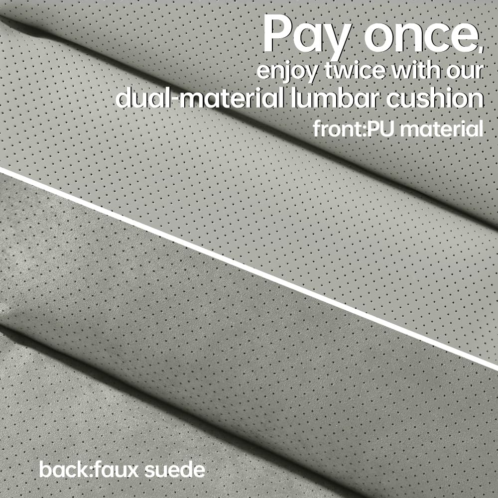 Lumbar Pillow for car, Back Cushion for Driving, Back Support, Lumbar Support, Improve Driving Comfort, Faux Leather, Sturdy and Durable, Non-deformable, Long Lasting Use 1P