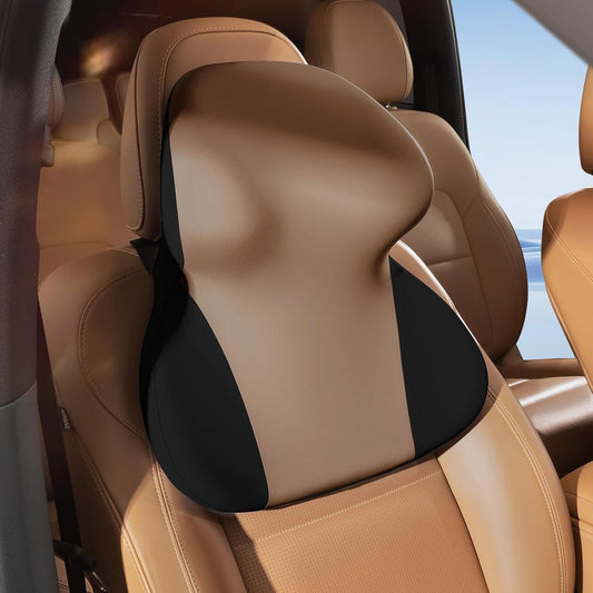 BEBAS Car Headrest Pillow, Ergonomic Neck Pillow with Memory Foam, Enlarged Surface for Head Neck Shoulder Support, Breathable Removeable Car Seat Pillow for Pain Relief(BlackCoffee, 1 Pack)