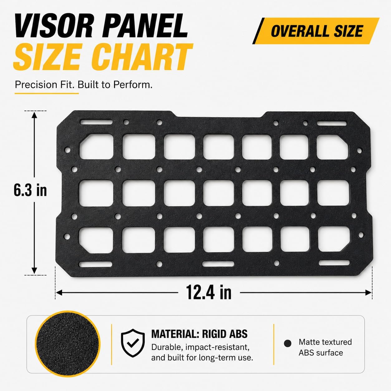 Visor MOLLE Organizer Panel for Car Sun Visor – Rigid ABS Storage Panel with Adjustable Straps – Vehicle Gear Organizer for Truck SUV (1 Pack)