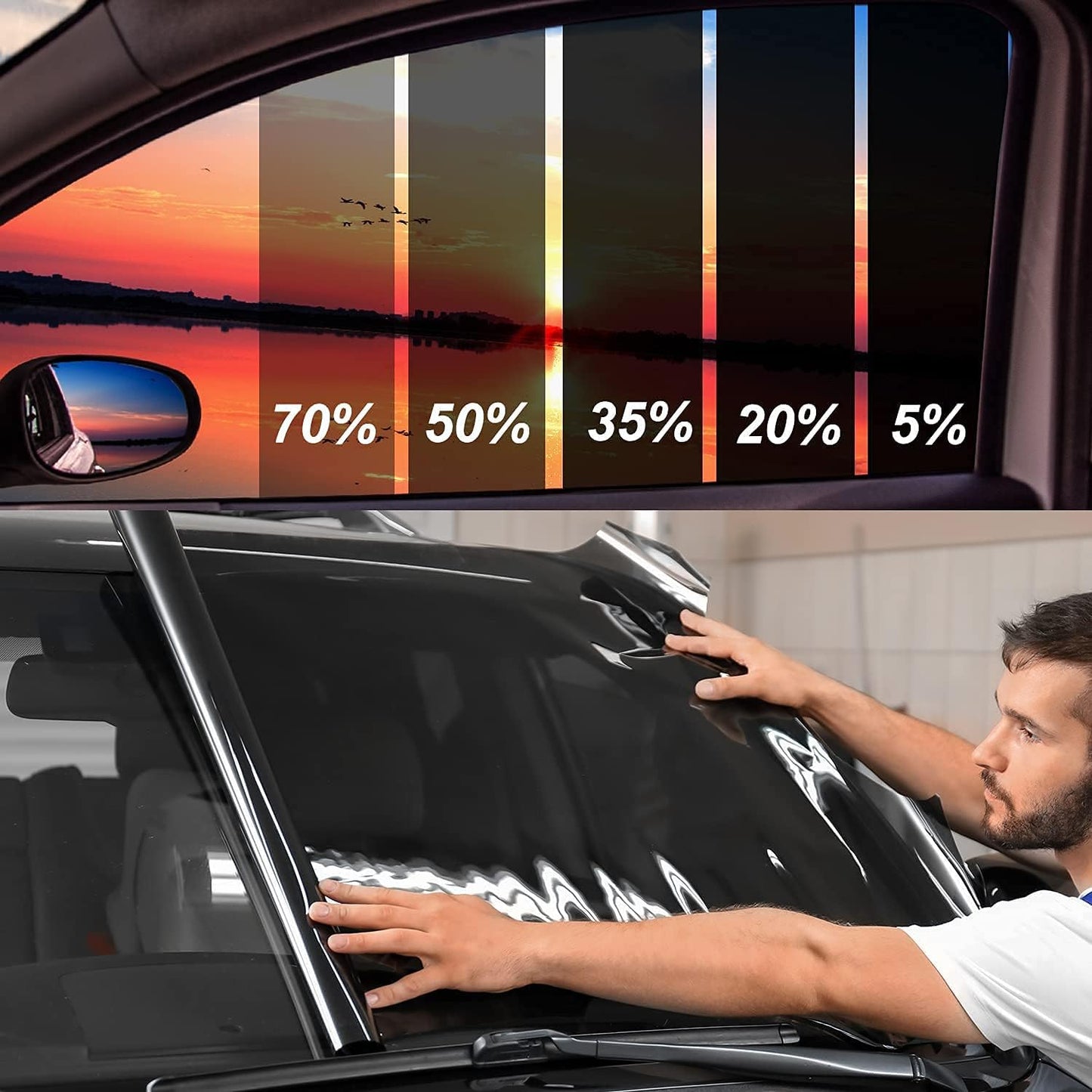 Window Tint Film for Cars, Ceramic Window Tints, Blocks 99% UV & IR Rays, Heat Resistant Anti Glare Film for Windshield, Scratch Resistant Sun Shade Auto Tint Roll 20% VLT 24In x 25Ft