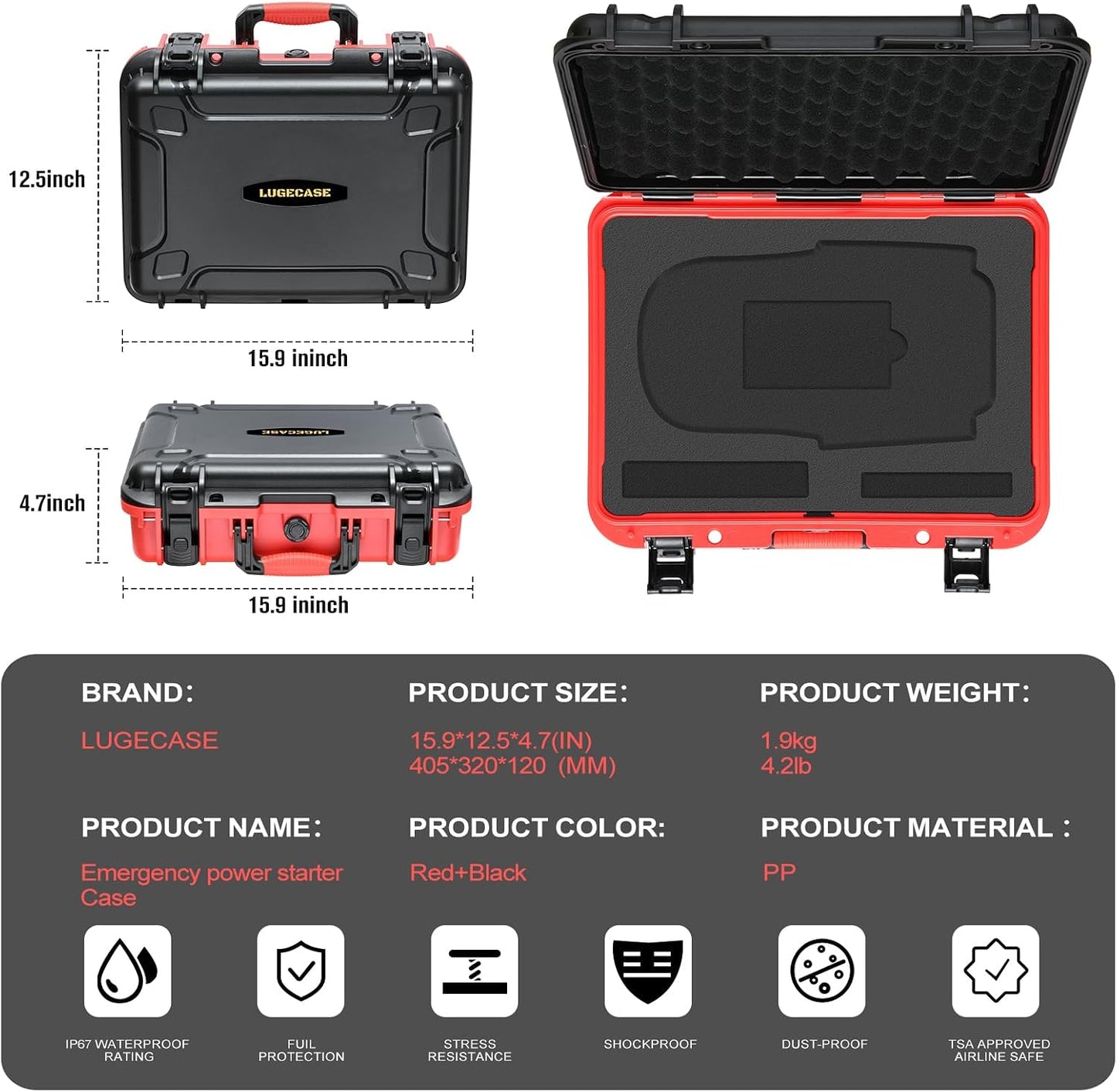 Hard Case for NOCO Boost GB150 - Portable Car Battery Jump Starter Hard Shell Case: Waterproof Travel Carrying Storage Box for NOCO Boost GB150 UltraSafe Jump Starter - RV Trips & Outdoor Adventures