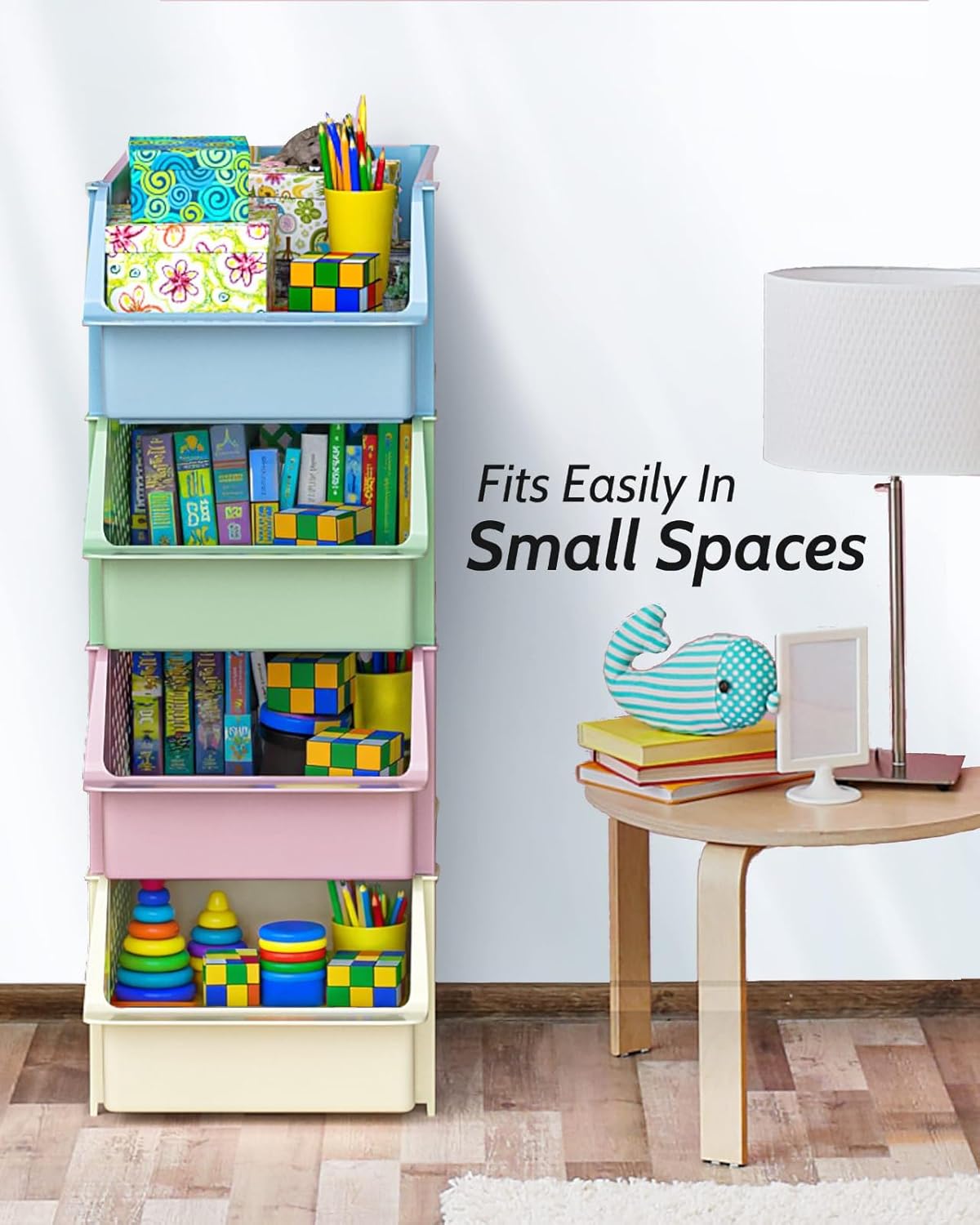 Skywin Stackable Storage Bins Open Front for Pantry Storage, 4 Pack - Multi | Sturdy Plastic, Easy Stacking, Open Front Access, Ventilated Sides, Vertical & Space Saving Pantry Organizers and Storage Bin
