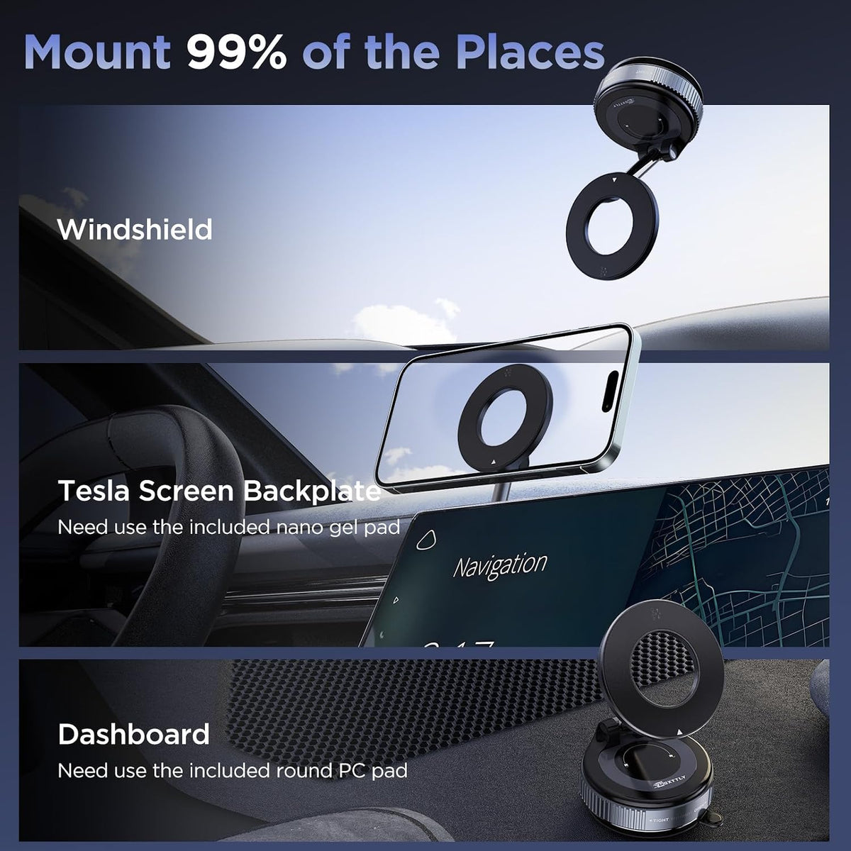 MSXTTLY Vacuum Magnetic Phone Holder, Suction Cup Phone Mount for Your Car