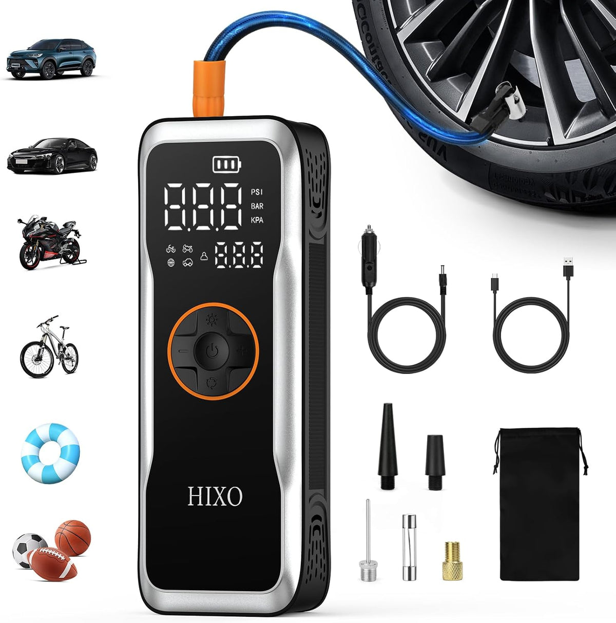 Portable Tire Inflator Air Compressor, 150PSI Digital Pressure Gauge Equipped, 20000mAh High-Capacity & 5 Times Quicker Portable Air Pump for Cars, Motorcycles, Bicycles, Balls, and Beyond