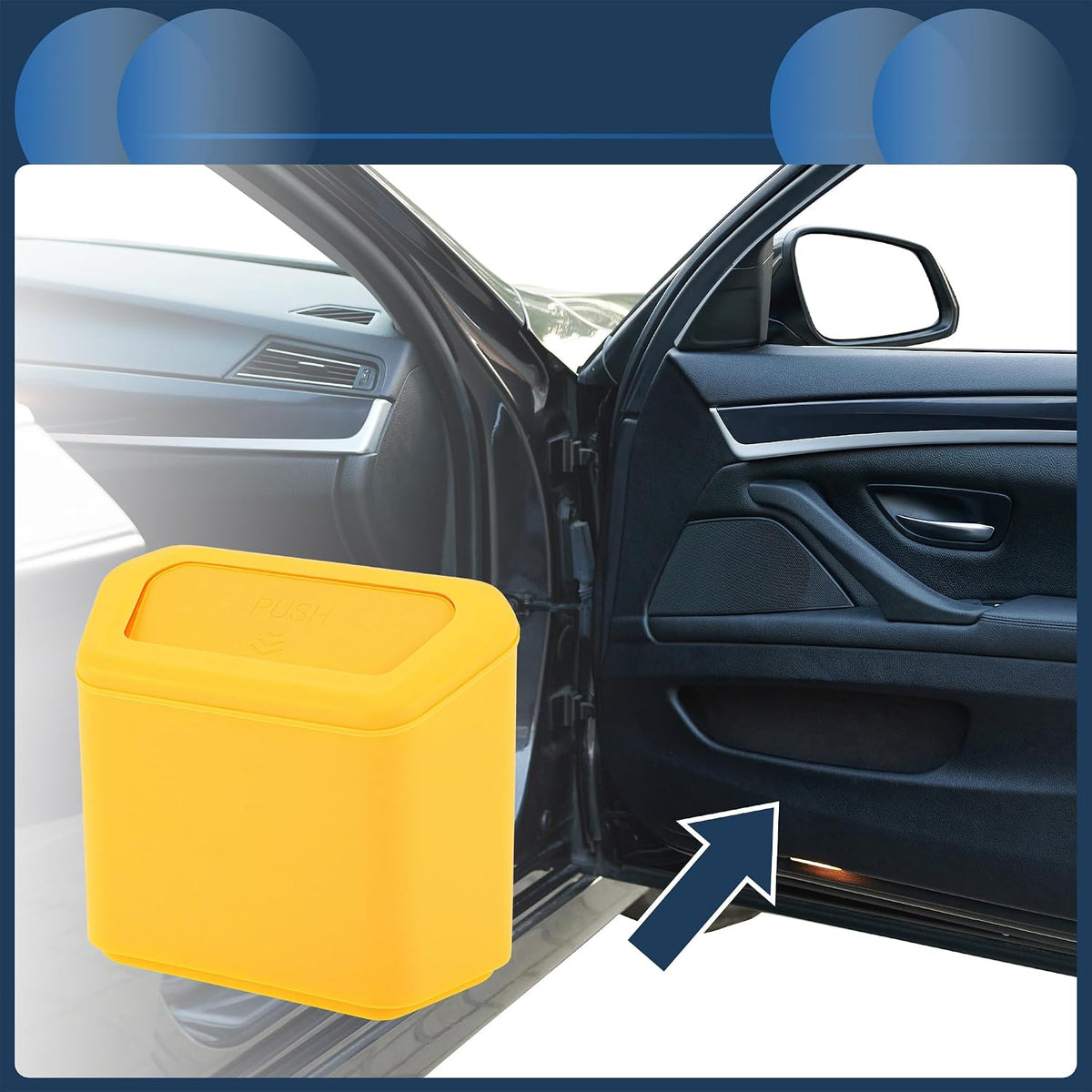 Car Trash Can Car Door 6.3" Length 2.8" Width 5.5" Height Auto Trash Bin Plastic Yellow Hanging