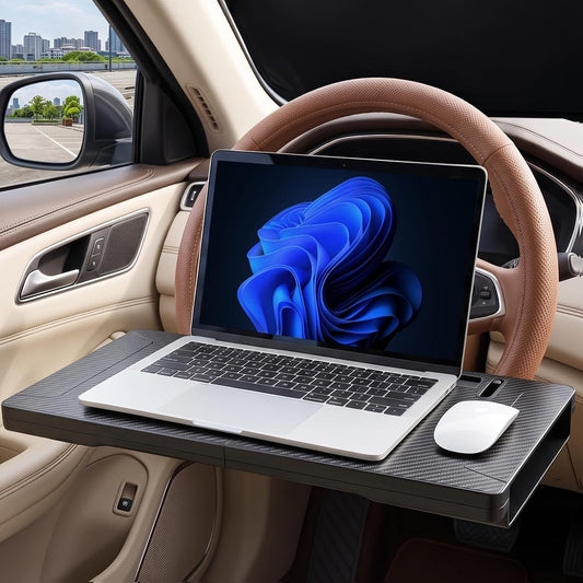 Car Laptop Desk, Fits Even with Covers, Windshield Privacy Shade