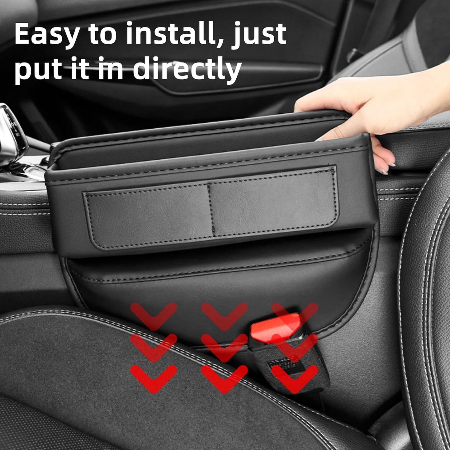 2 Pack Premium Car Seat Gap Filler Organizer - Universal Storage Box with Card Slots for Phones/Keys/Glasses, Fits Cars, SUVs & Trucks (Black)