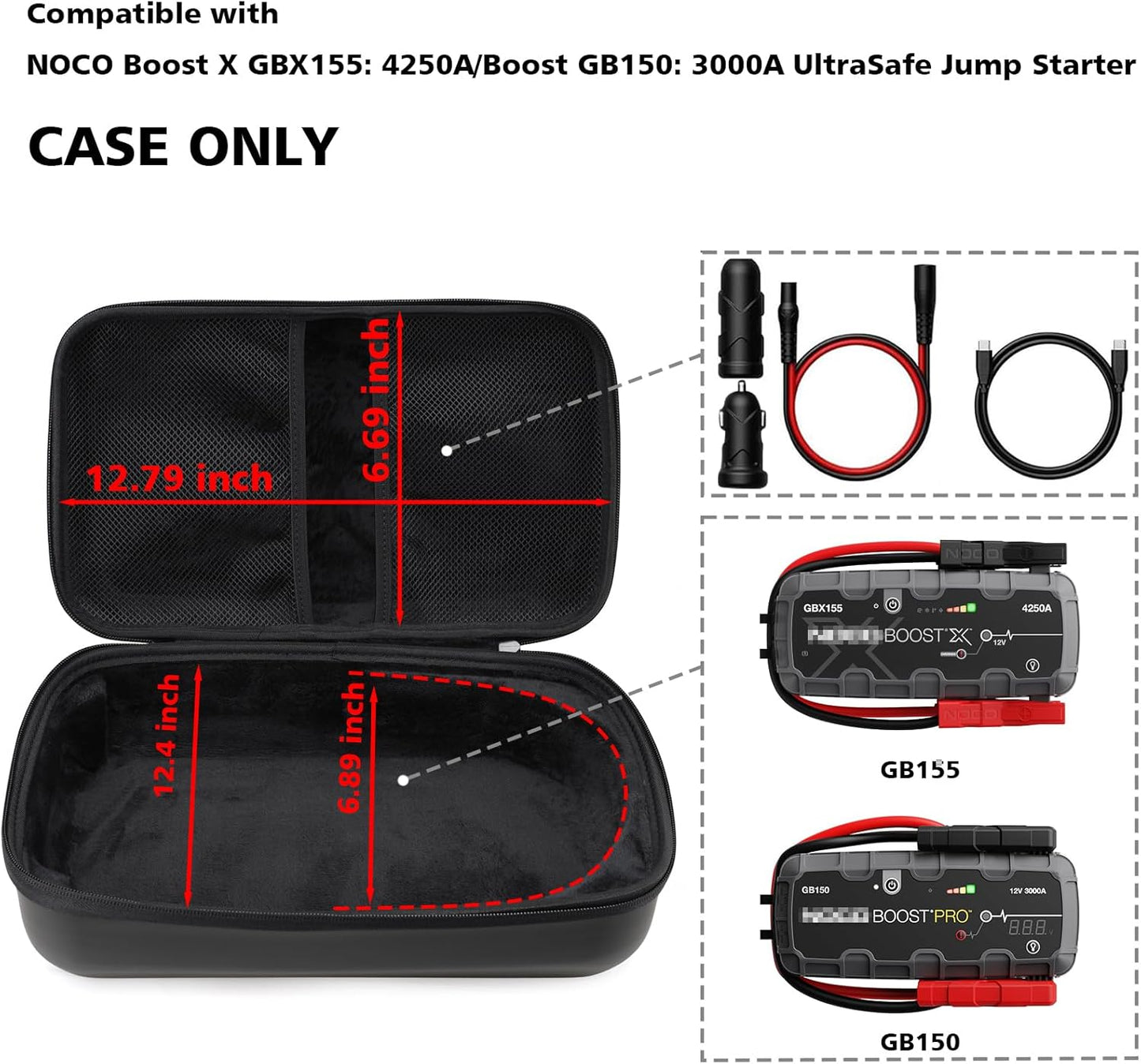 EVA Protection Case Compatible with NOCO Jump Starters - Boost GB150: 3000A/Boost X GBX155: 4250A UltraSafe Jump Starter(CASE ONLY)