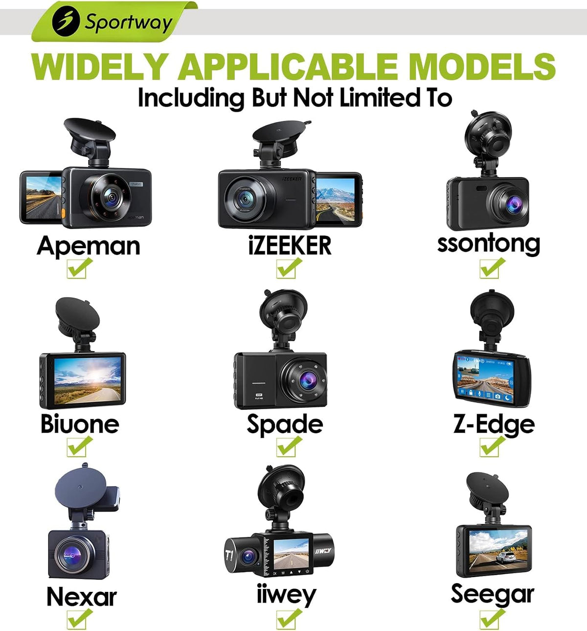 Sportway S504 Pro Dash Cam Mount (5th Gen) 360°+180° Secure Adjustable View