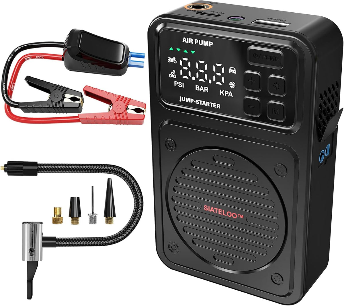 3000A Portable Car Jump Starter with Air Compressor