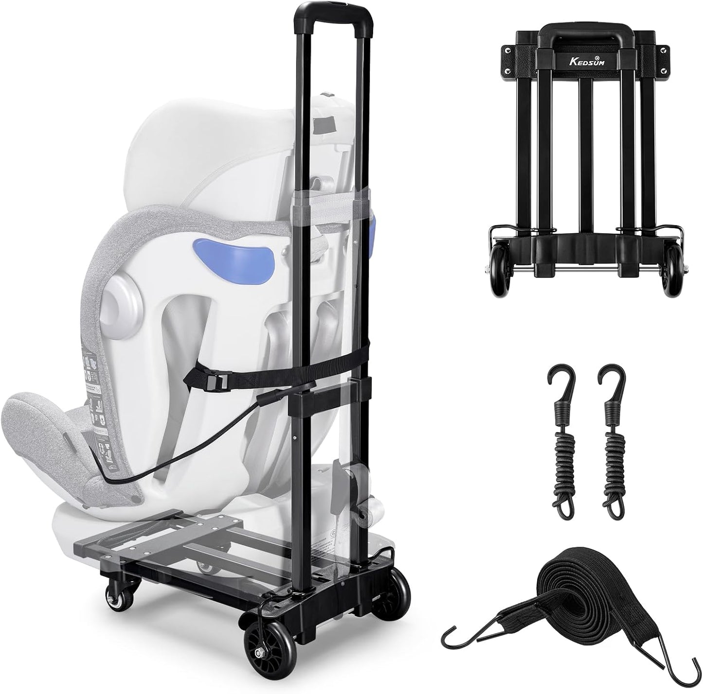 KEDSUM Car Seat Travel Cart, Compact and Lightweight Dolly Cart for Airport, Solid Construction Portable Car Seat Stroller for Airports, Folding Hand Truck Dolly Fit to Infant, Booster