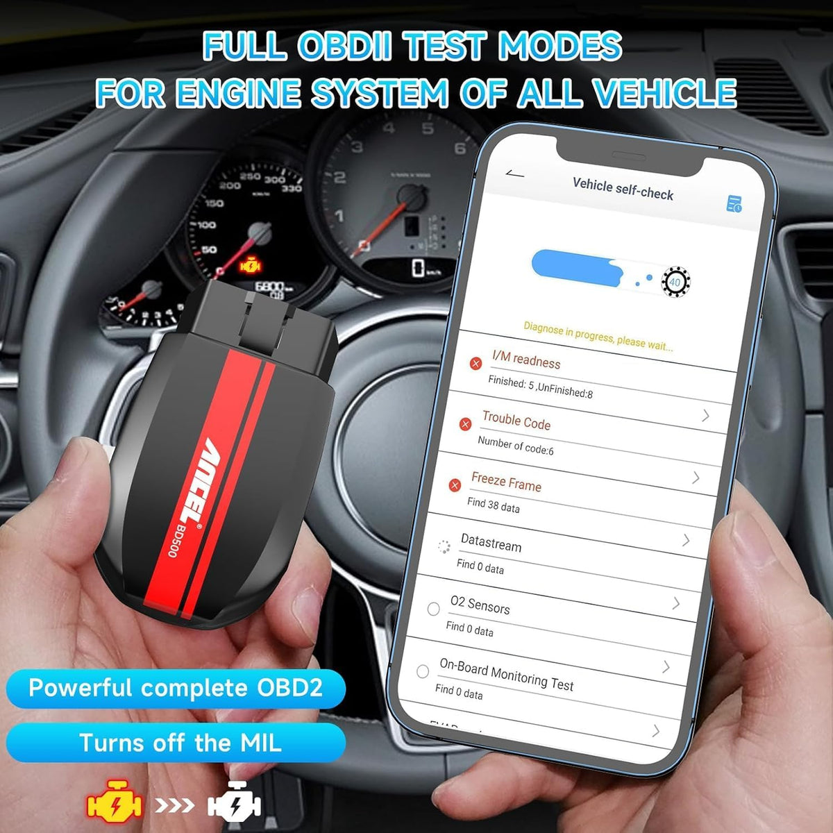 ANCEL BD500 Bluetooth Diagnostic Scan Tool for VW Audi Seat Skoda Diagnosis, Full Systems Volkswagen OBD2 Scanner Vag Car Code Reader with Battery Check EPB Reset for iPhone, iPad & Android
