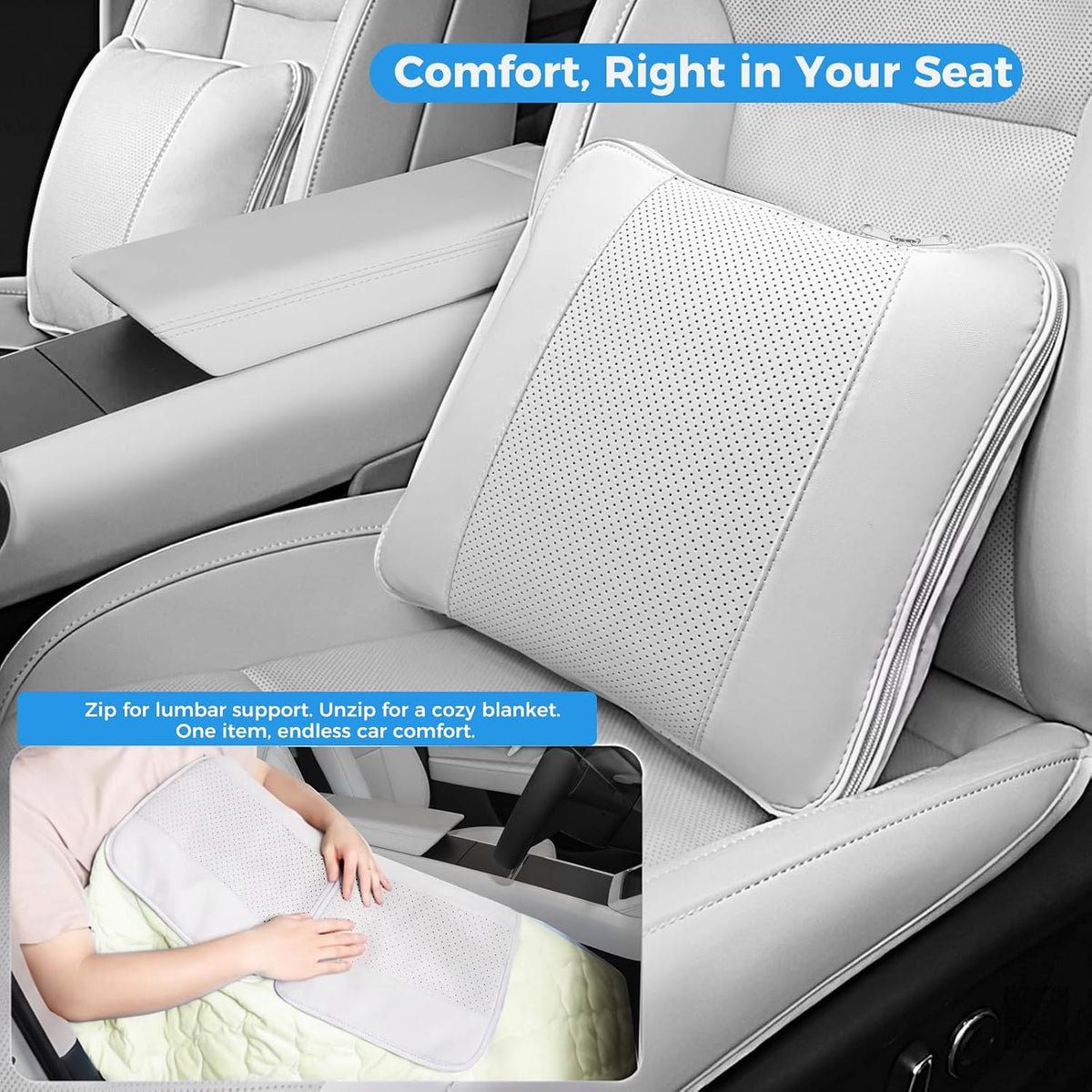 3 in 1 Lumbar Support Pillow Hugging Pillow with Blanket for Tesla