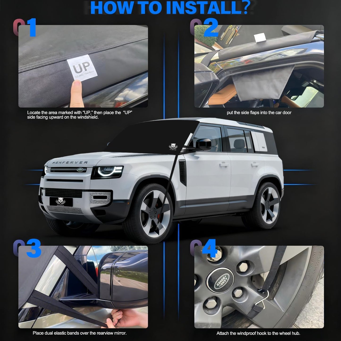 Windshield Cover for Ice and Snow,Heavy Duty 600D Oxford Fabric,Snow Windshield Cover for Car,Trucks, SUV,MPV,Van,Standard Winter Frost Hails Windshield Protector Blanket,X-Large,72/57Wx50D Inch