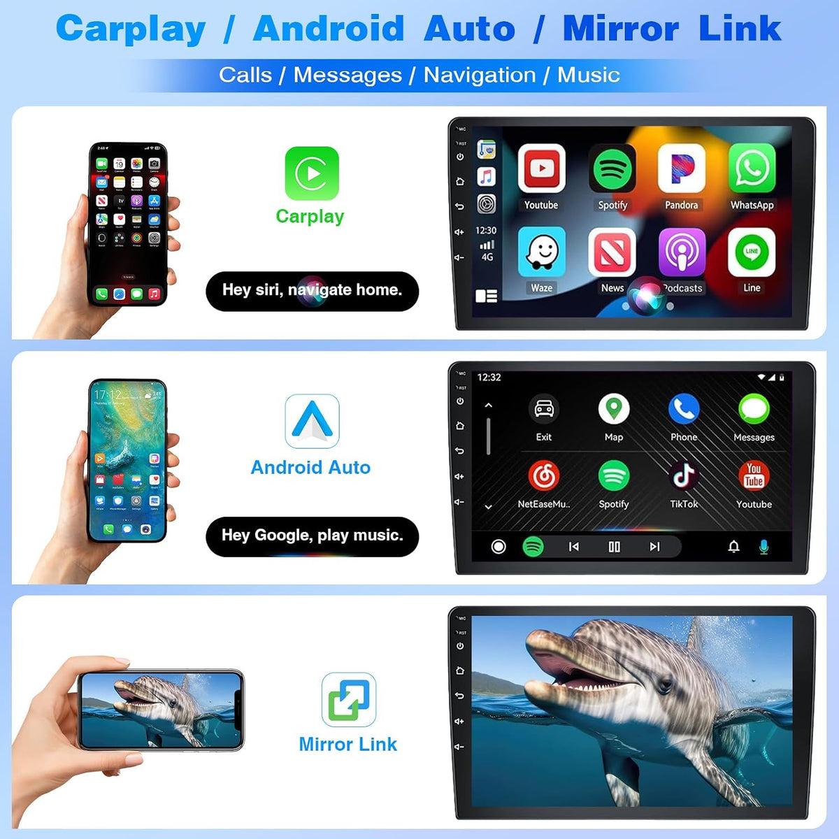 Android 13 Car Stereo Radio Compatible for Ford Transit Connect 2014-2018, 9inch Touch Screen Car Radio with CarPlay/Android Auto, GPS FM WiFi Mic Bluetooth Backup Camera, 2G+32GB