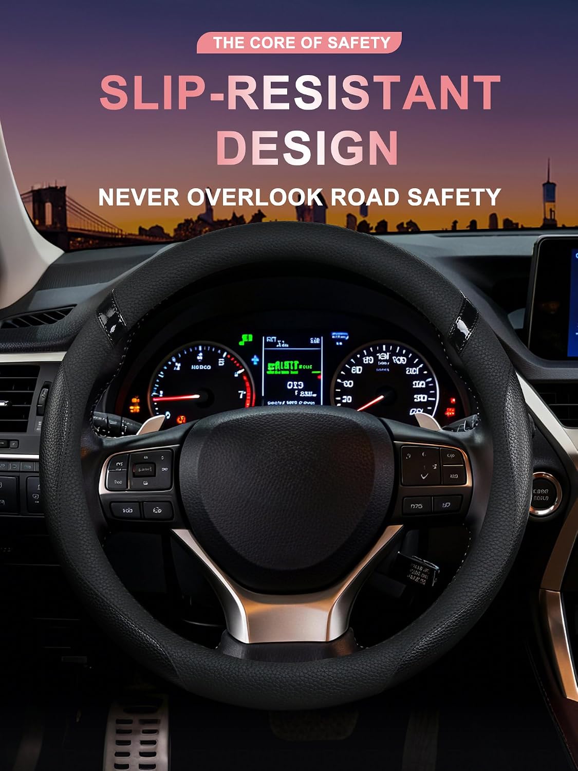 Steering Wheel Cover Customized Fit for Lexus RX270 RX330 RX350 RX400h ES200 ES300h NX200 NX300 NX350h UX200 UX260h UX300h GS300 GX350 IS300 IS350 IS200t CT200t (Black)