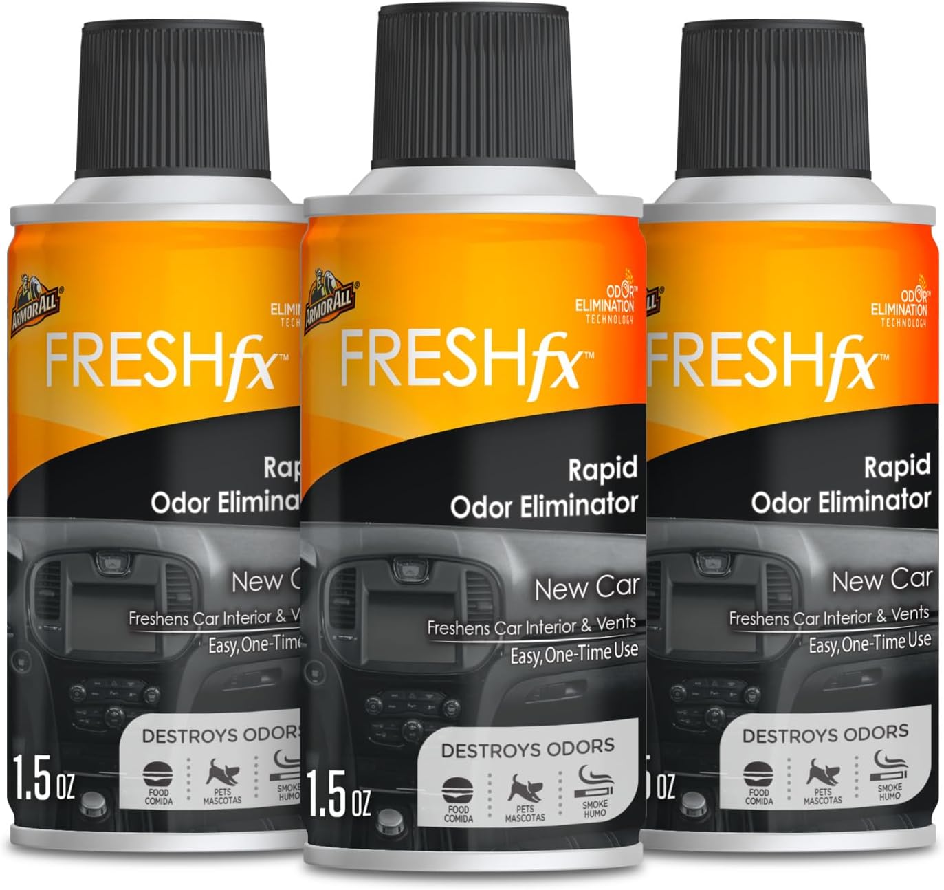 Armor All Fresh Fx Odor Eliminator Car Fogger (3 Count), Car Air Freshener, New Car Scent