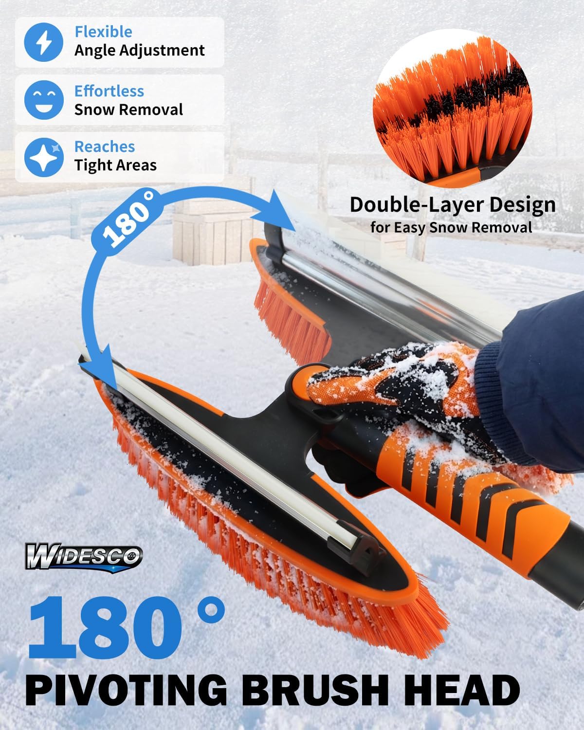 44" Snow Brush for Car with Ice Scraper, Extendable Snow Remover