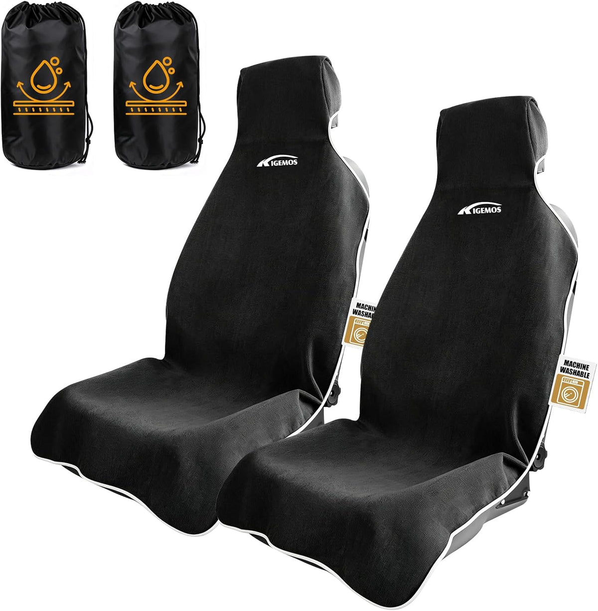 Car Seat Cover Towel for Cars, SUVs, Vans and Trucks, 2 Pack, Black