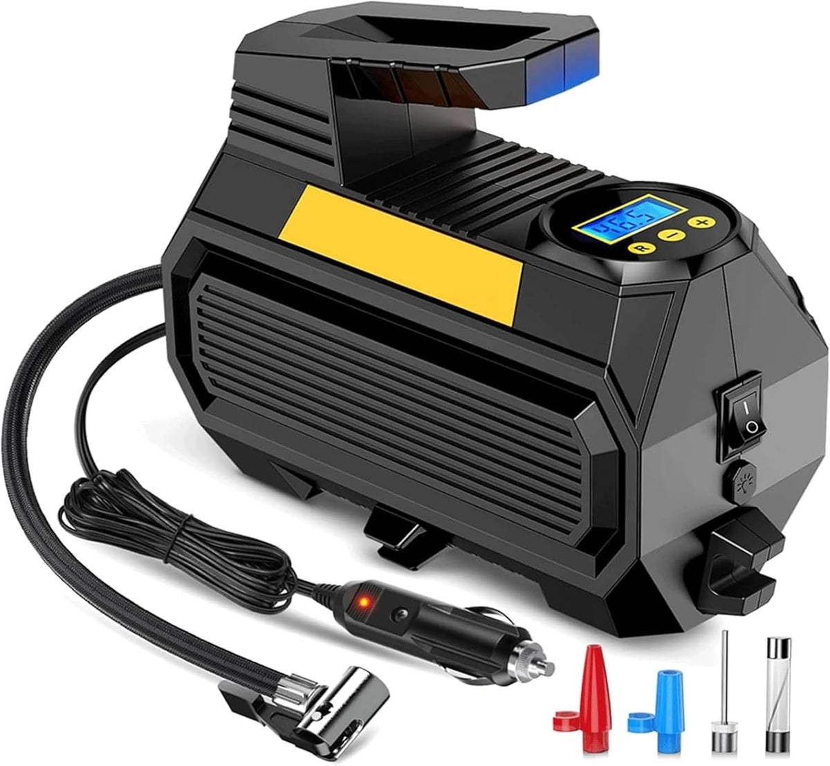 Tire Inflator Portable Air Compressor, 12V DC Auto Air Pump for Car Tires, 150 PSI with Smart Digital Pressure Gauge and Emergency LED Light for Motorcycles, Bicycle, Balloons