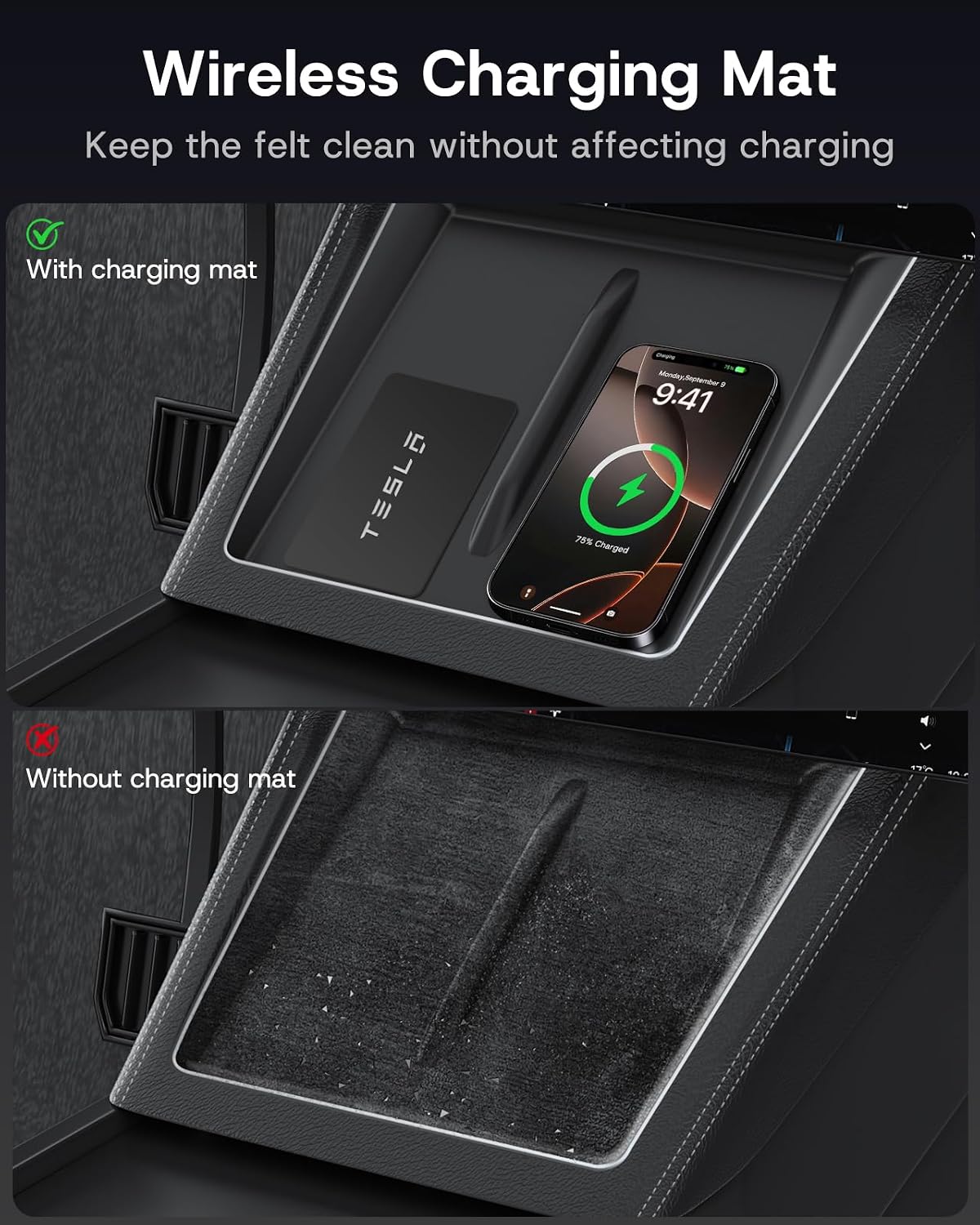Center Console Organizer Tray for Tesla Model Y Juniper 2026 2025 (Premium &amp; Performance), 8PCS - PC Material &amp; Silent Silicone Armrest Storage Box Bottom Liners Wireless Charging Pad Cup Holder