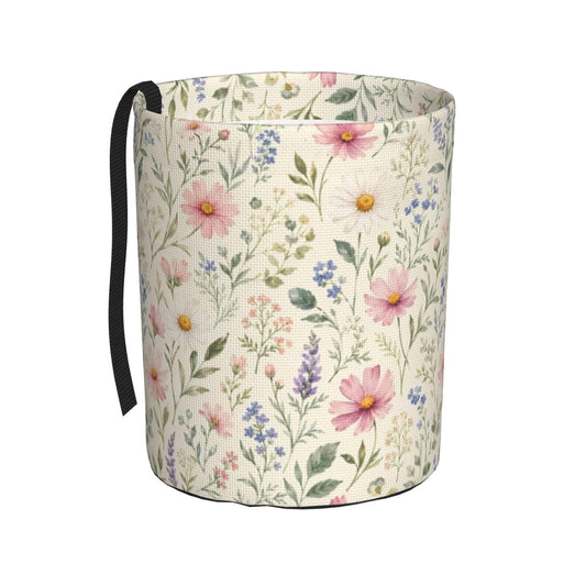 Watercolor Daisy Floral Car Trash Can,Waterproof Hanging Car Garbage Bag for Headrest & Console,Adjustable Collapsible Vehicle Waste Basket with Magic Tape,Car Decor Travelling,Camping,Outdoor