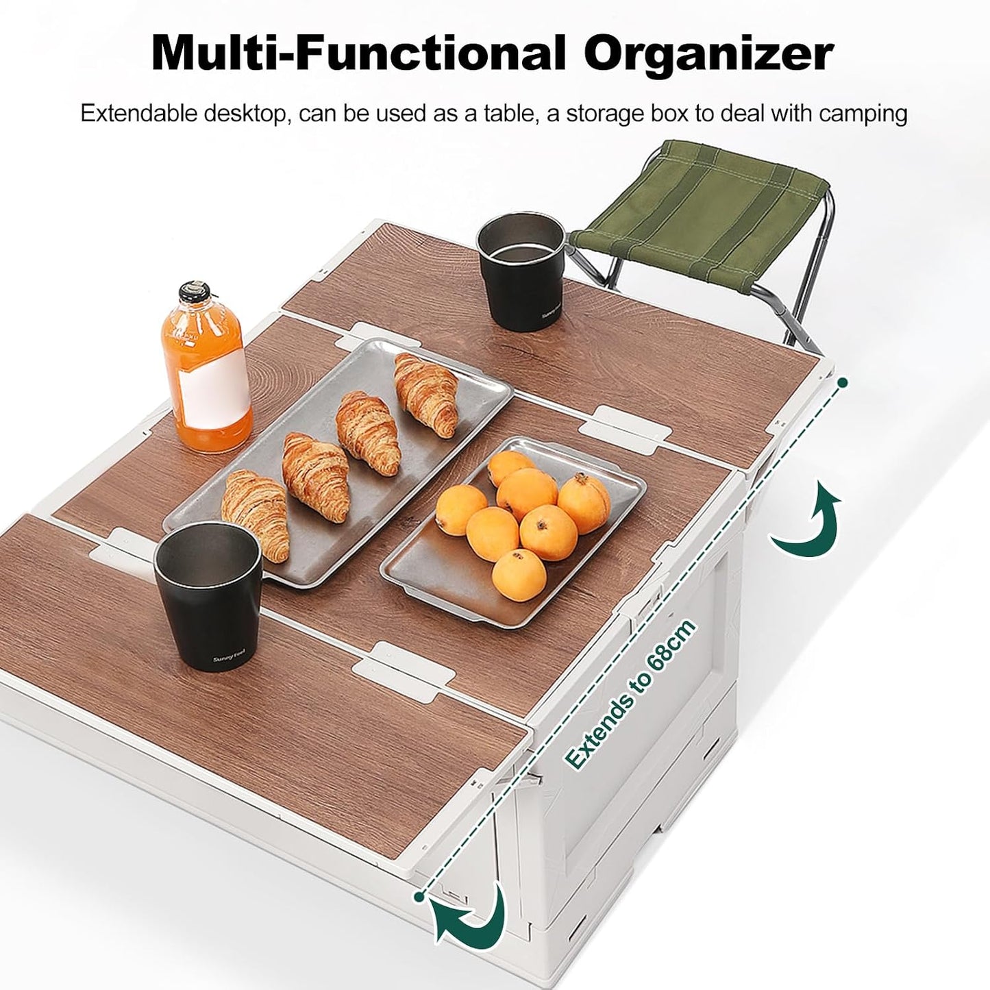 Ergocar Multi -Function Folding Storage Box,Which Can Stack The Storage Box, Suitable For Camping Supplies Storage, Snack Storage, Car Trunk