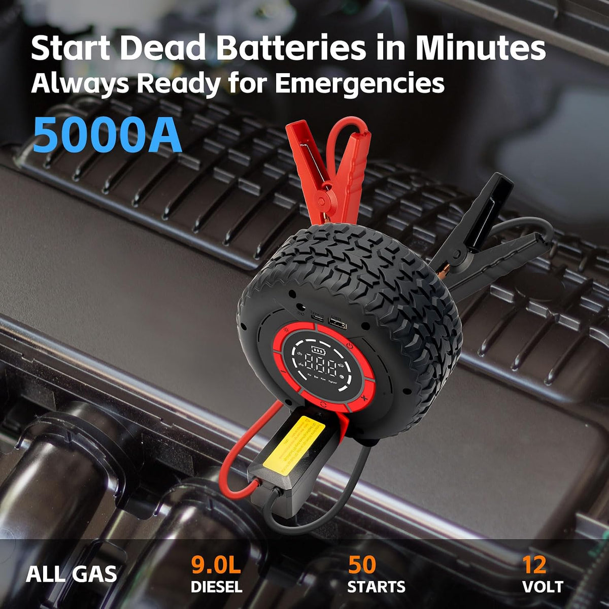 Jump Starter with Air Compressor, 5000A 150PSI Car Battery Jump Starter