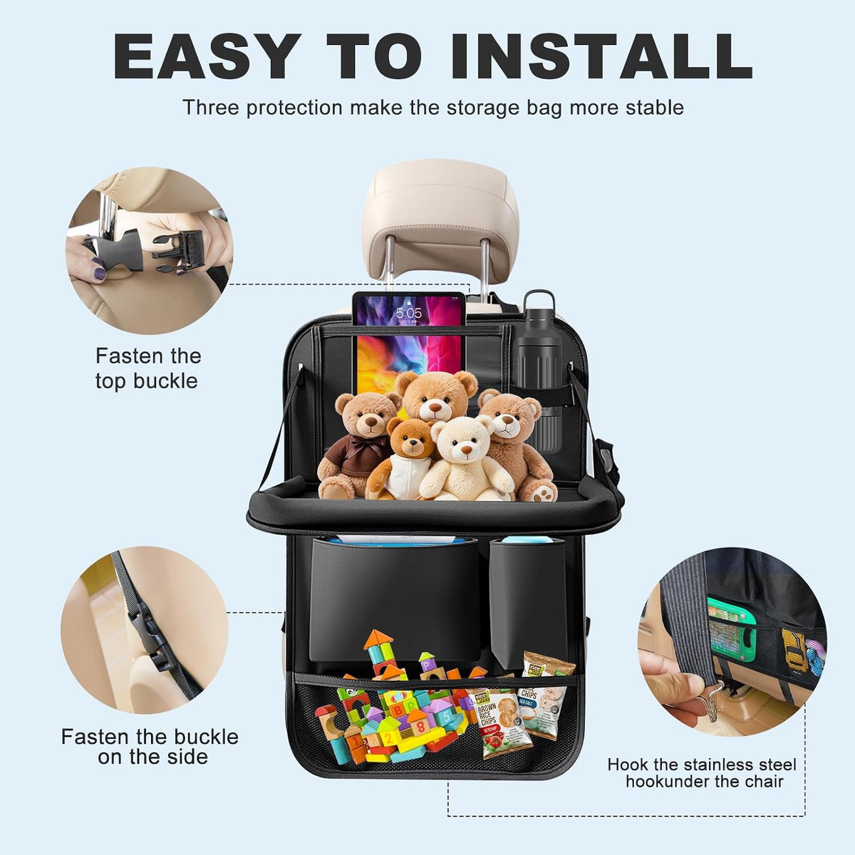 2Pack Car Backseat Organizer with Table Tray Car Organizer Back Seat