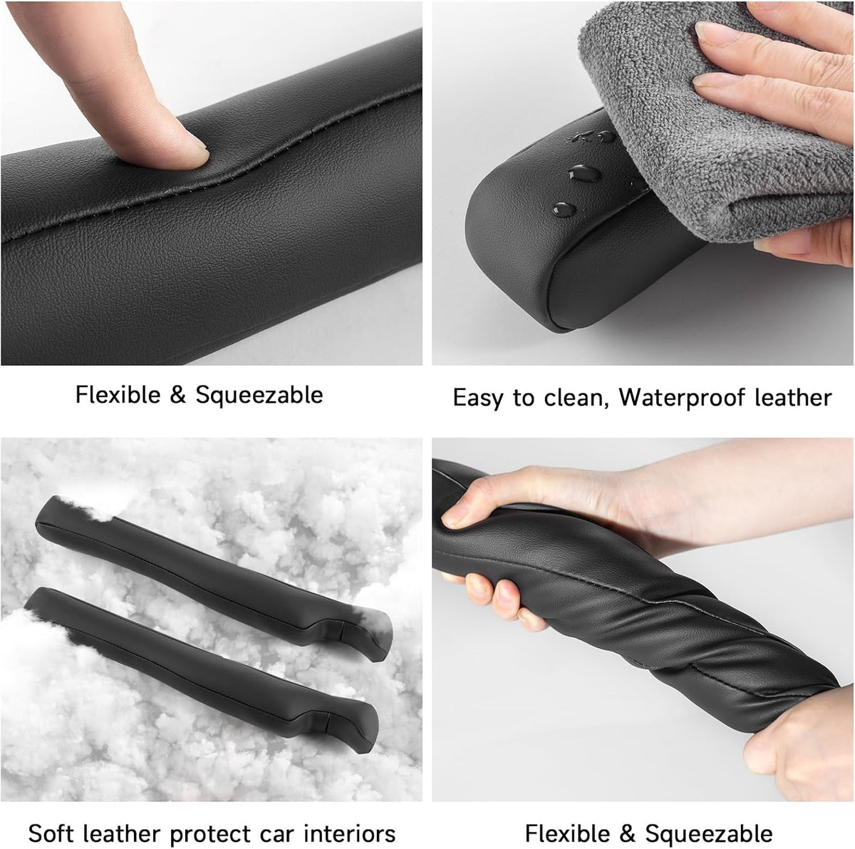 Car Seat Gap Filler, 2 Pack Leather Universal Gap Stopper for Car Truck SUV to Block The Gap Between Seat and Console Organizer Stop Things from Dropping, Black