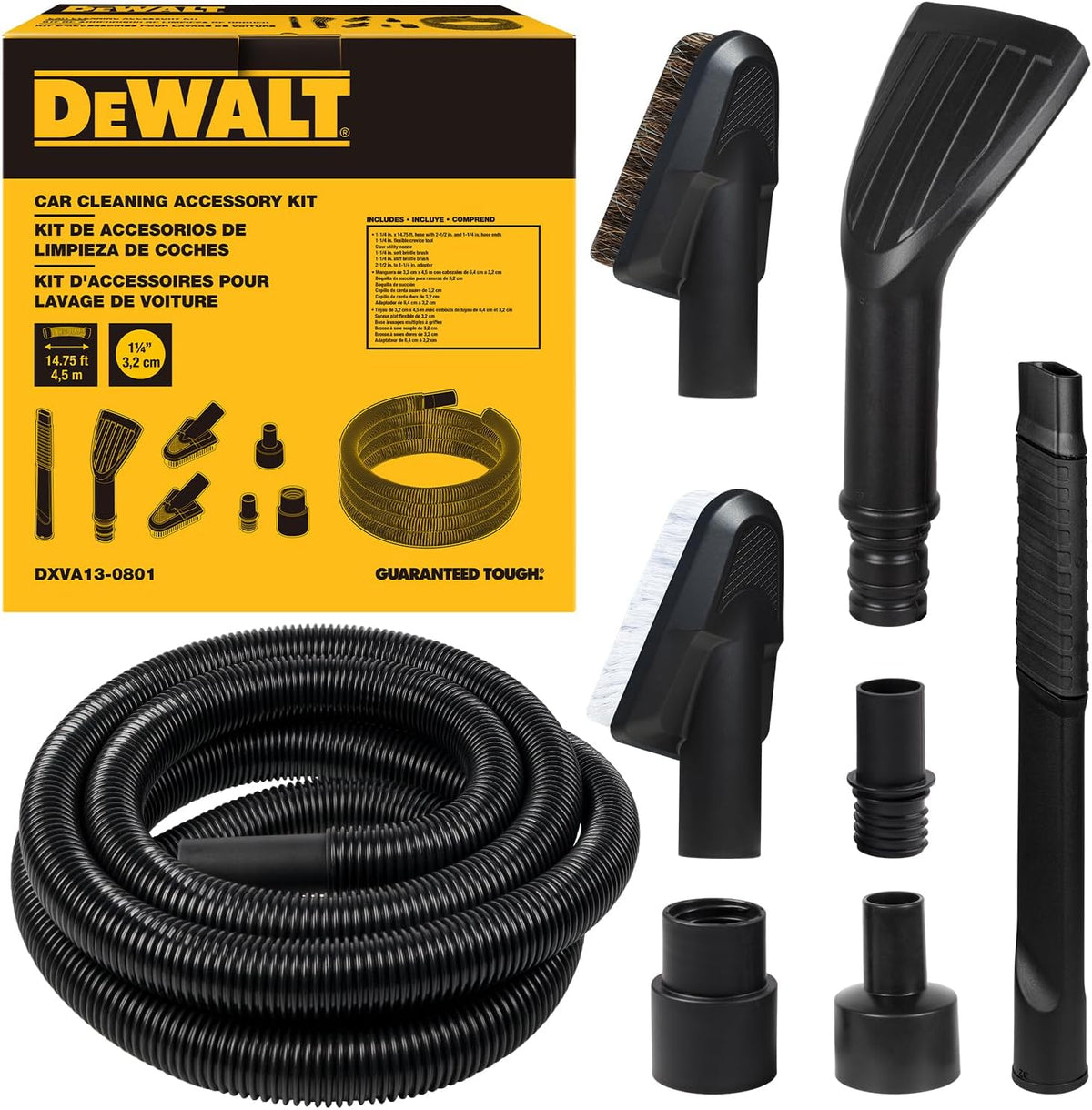 DEWALT 8-Piece Car Detailing Vacuum Hose Accessory Kit, DXVA13-0801