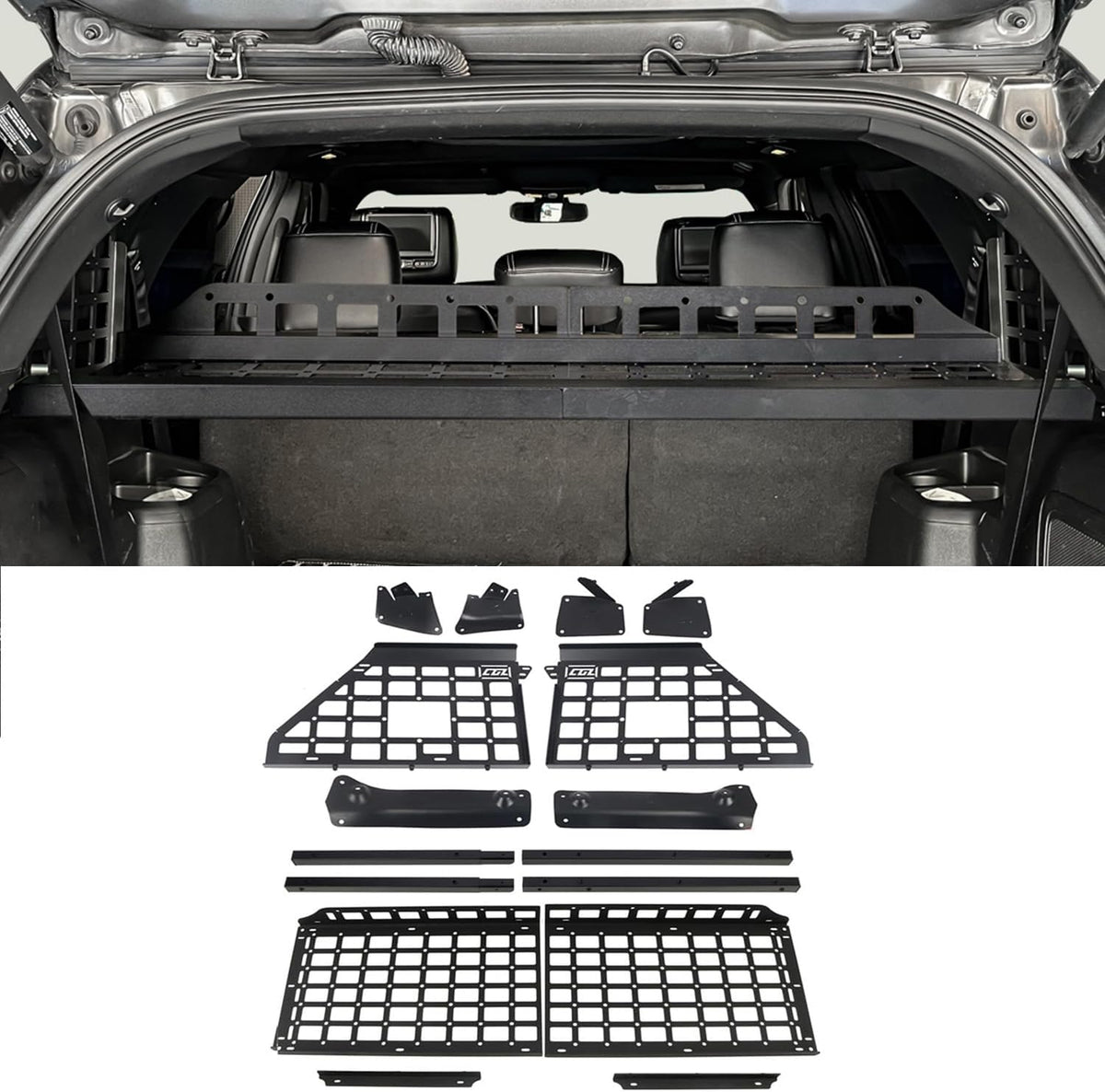 L2R for Ford Explorer 2011-2019 Molle Panel Rear Cargo Rack Basket Interior Luggage Carrier Modular Storage Panel Trunk Shelf Hanging Boards Organizer Kit (Side Panel + Trunk Shelf)