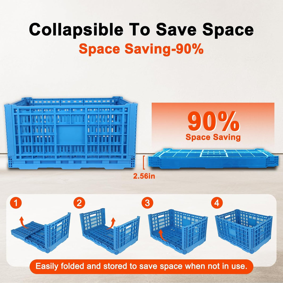 72L Collapsible Milk Crate with Handles,