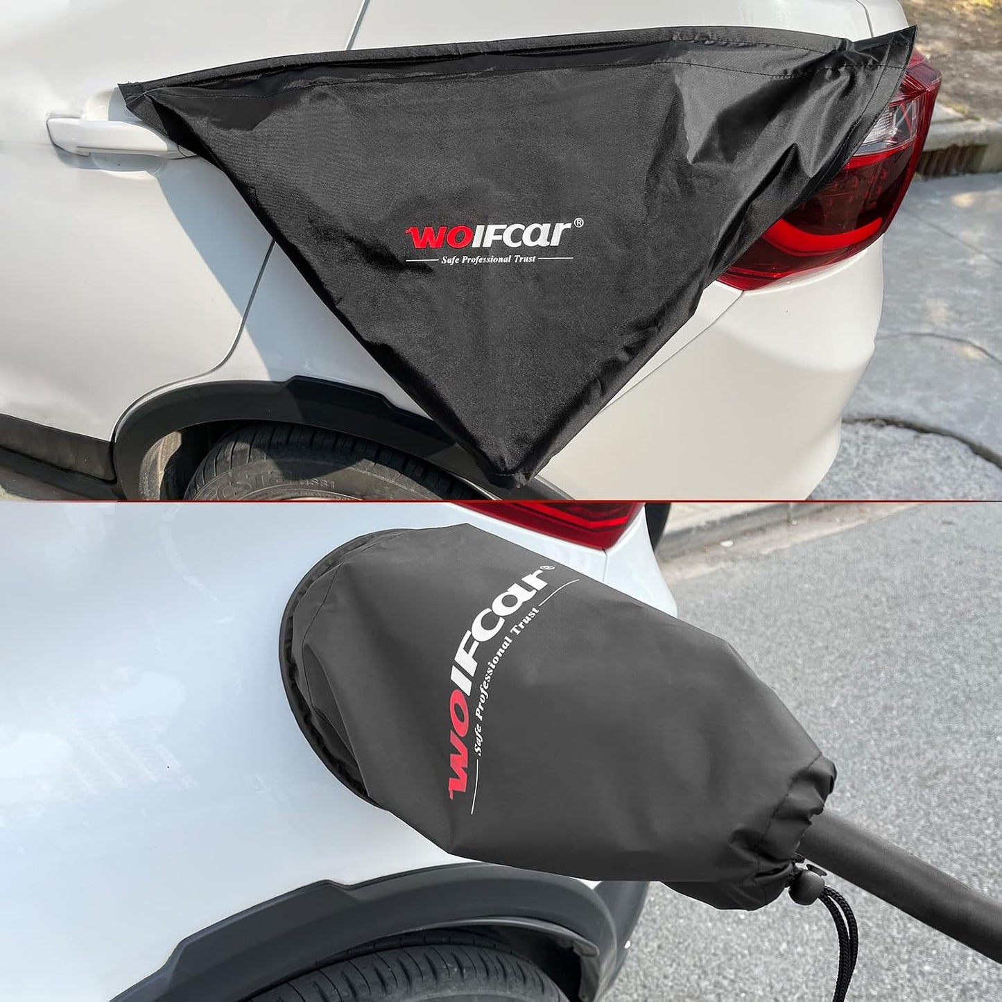 WOLFCAR EV Charger Cover, Waterproof EV Charging Port Cover Outdoor, Double-Sided, Rain Snow Sun UV All Weather Protection, Magnetic with Suction Cups for Any EV Body, Kingsize