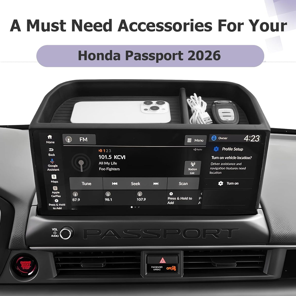 LUWU Dashboard Storage Tray Compatible with 2026 Honda Passport 12.3-inch Behind Screen Organizer Center Console Display Box Dash Tray Passport 2026 Accessories (Only for 12.3" Screen)
